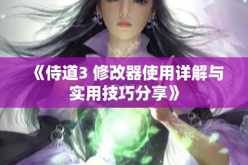 《侍道3 修改器使用详解与实用技巧分享》