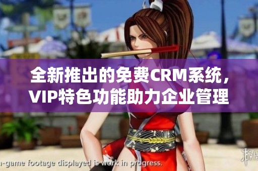 全新推出的免费CRM系统，VIP特色功能助力企业管理提升