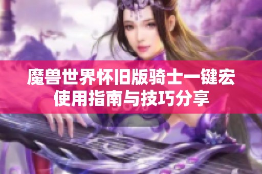 魔兽世界怀旧版骑士一键宏使用指南与技巧分享