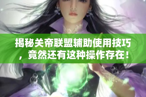 揭秘关帝联盟辅助使用技巧，竟然还有这种操作存在！