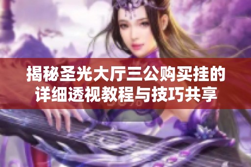 揭秘圣光大厅三公购买挂的详细透视教程与技巧共享
