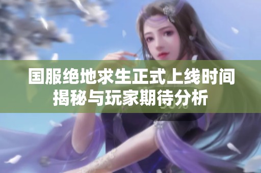 国服绝地求生正式上线时间揭秘与玩家期待分析