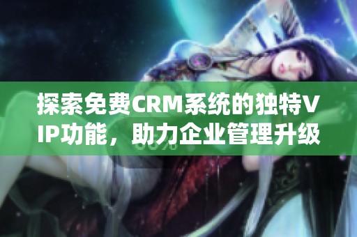 探索免费CRM系统的独特VIP功能，助力企业管理升级
