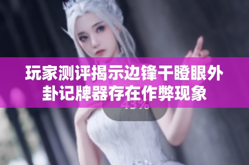 玩家测评揭示边锋干瞪眼外卦记牌器存在作弊现象
