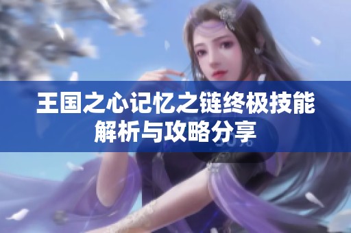 王国之心记忆之链终极技能解析与攻略分享
