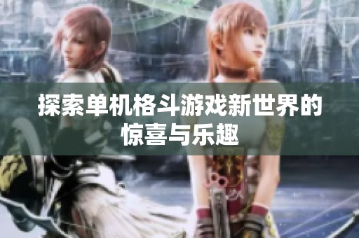 探索单机格斗游戏新世界的惊喜与乐趣