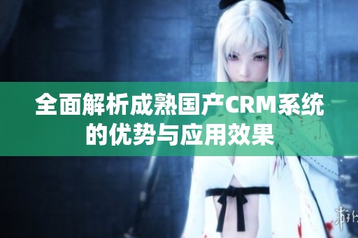 全面解析成熟国产CRM系统的优势与应用效果