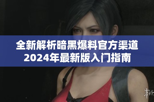全新解析暗黑爆料官方渠道2024年最新版入门指南
