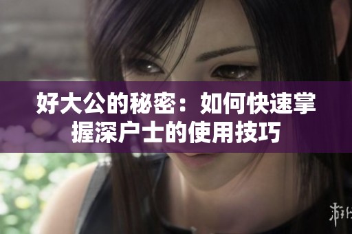 好大公的秘密：如何快速掌握深户士的使用技巧