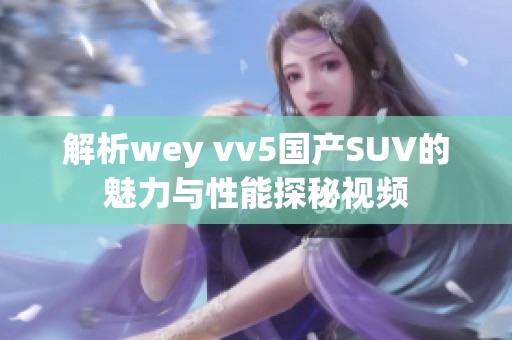 解析wey vv5国产SUV的魅力与性能探秘视频