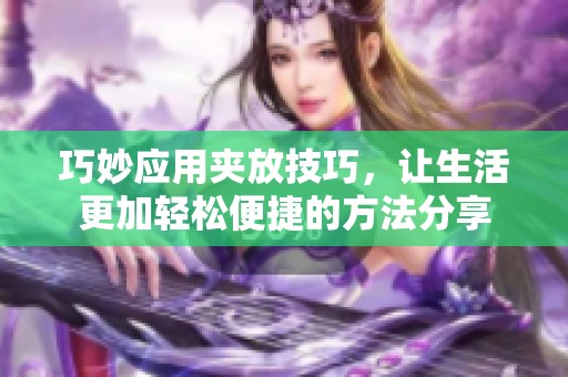 巧妙应用夹放技巧，让生活更加轻松便捷的方法分享