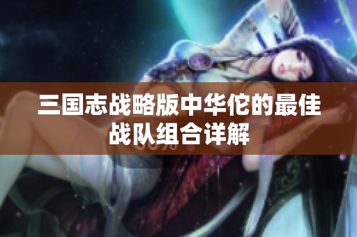 三国志战略版中华佗的最佳战队组合详解
