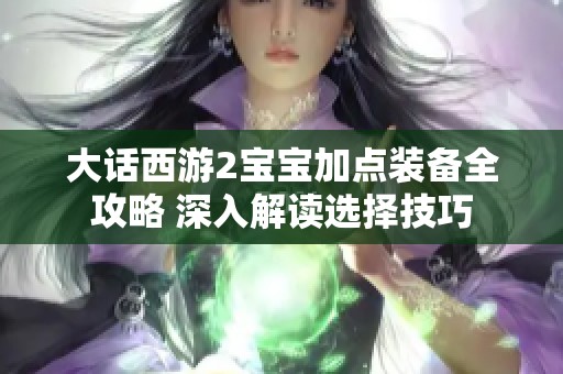 大话西游2宝宝加点装备全攻略 深入解读选择技巧