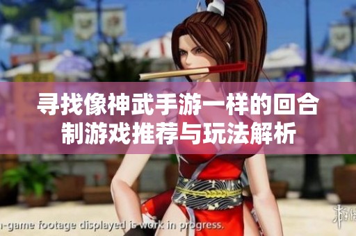 寻找像神武手游一样的回合制游戏推荐与玩法解析