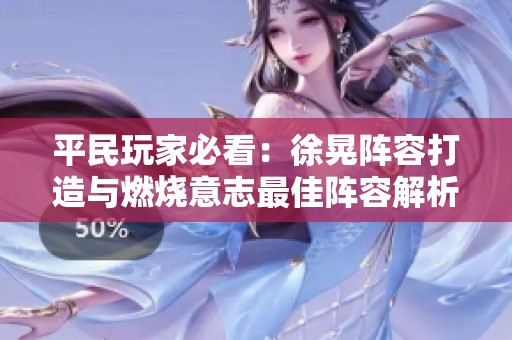 平民玩家必看：徐晃阵容打造与燃烧意志最佳阵容解析