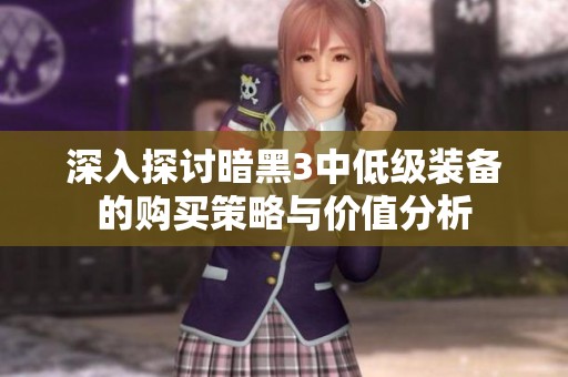 深入探讨暗黑3中低级装备的购买策略与价值分析