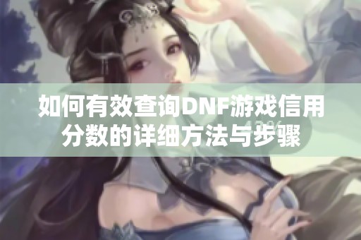 如何有效查询DNF游戏信用分数的详细方法与步骤