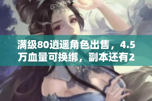 满级80逍遥角色出售，4.5万血量可换绑，副本还有25天时间