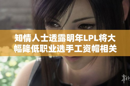 知情人士透露明年LPL将大幅降低职业选手工资帽相关消息